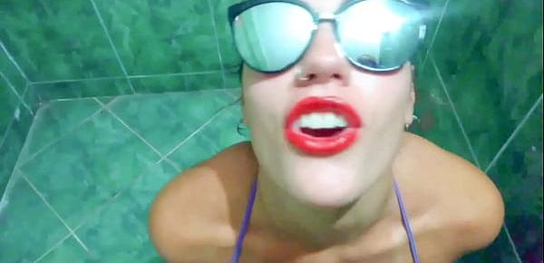  Drinking pee in toilet public , deep throat and cum swallow RED COMPLETE VIDEO-